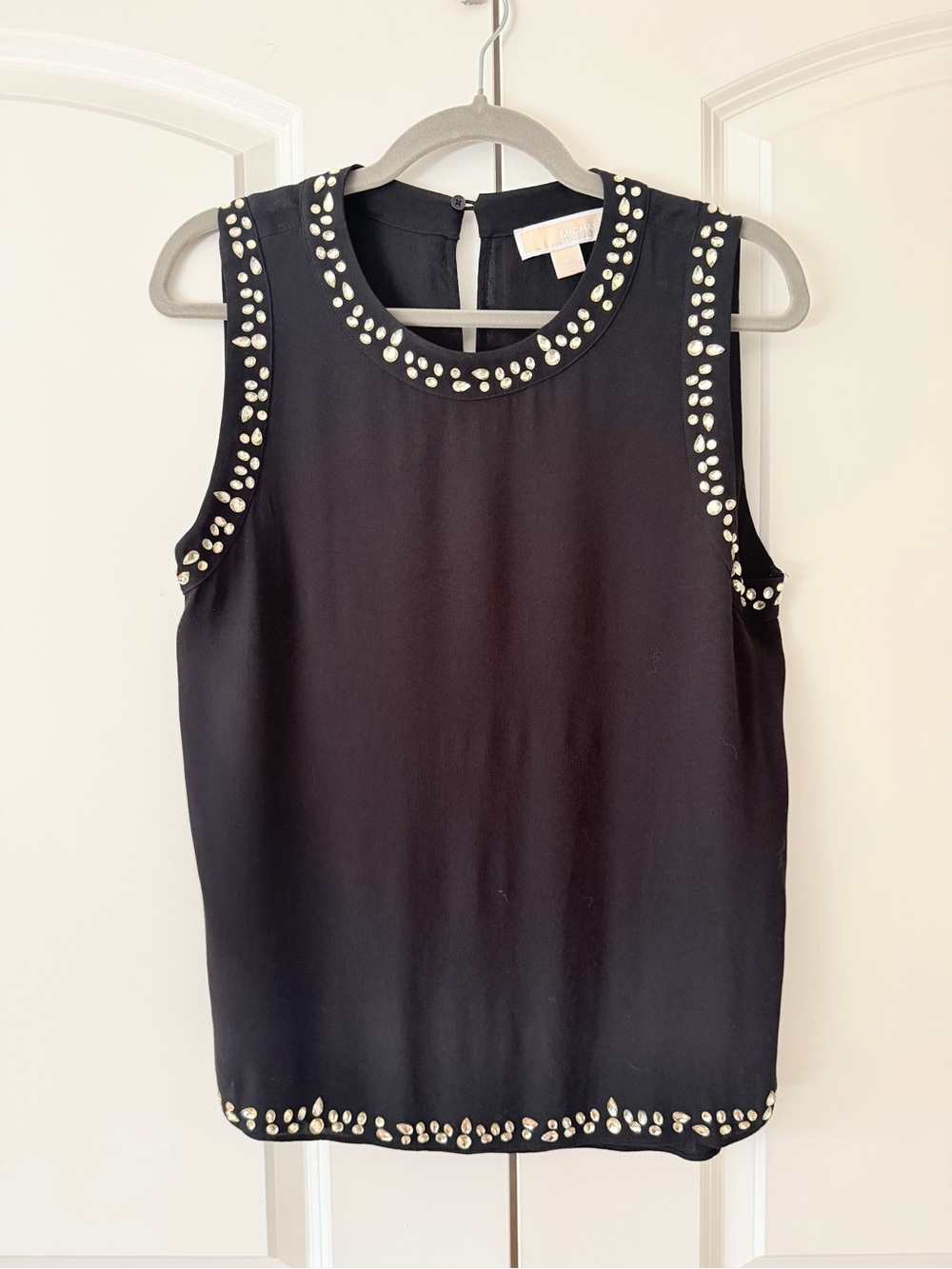 MICHAEL Michael Kors Black Sleeveless Tank with Crystal Embellishments